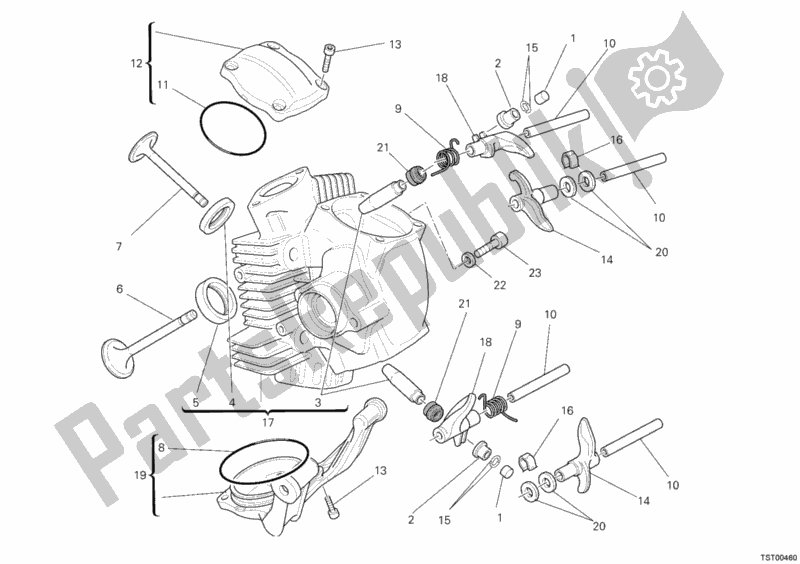 Todas las partes para Culata Horizontal de Ducati Hypermotard 1100 EVO SP USA 2011